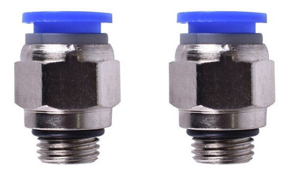 2 Conexões 1/4'' Bsp X Pu06 Mm Encaixe Rápido Aço Conector 0