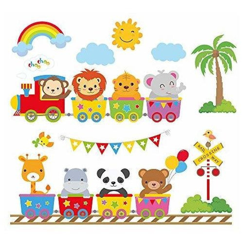 Calcomanías De Pared De Tren De Animales Decalmile, Pegatina 0