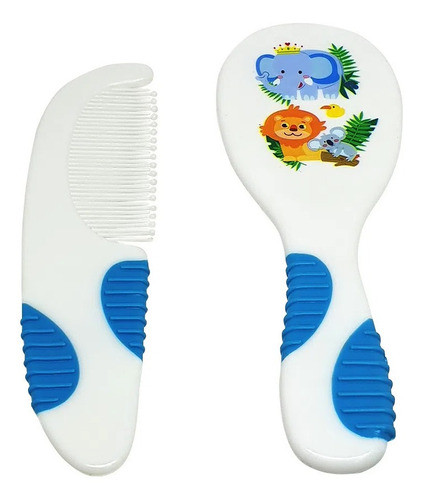 Para Bebe Escova E Pente Toque Macio Azul 9m+ Multikids 1