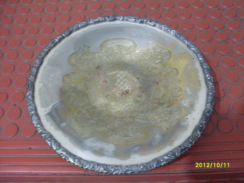 Centro De Mesa Reproduccion Sheffield Triple Plateado 0