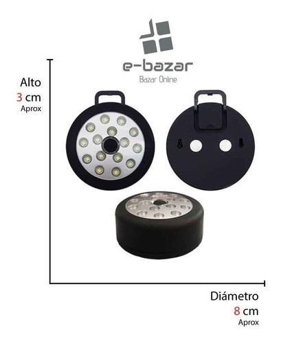 Luz Para Placard 15 Led A Pila Redonda Con Iman Y Gancho 1
