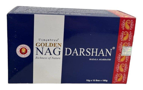 Incenso Massala Golden Nag Vareta Goloka Darshan Cx Com 12 0