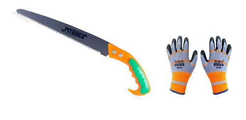 Kit Combo Serrucho Podar Arboles+ Guante Anticorte Multi Uso 0