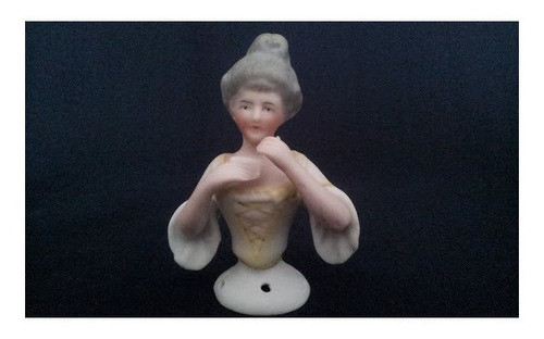 Antigua Muñeca Mango De Polvera Bizcocho  Porcelana Alemana 0