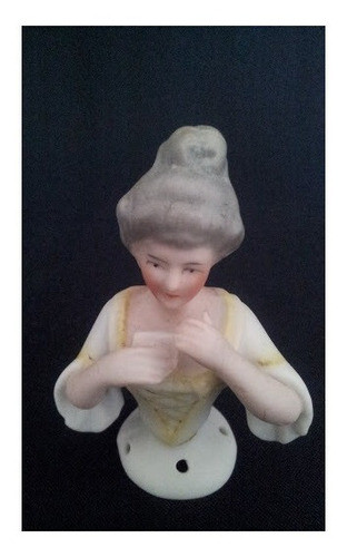 Antigua Muñeca Mango De Polvera Bizcocho  Porcelana Alemana 1