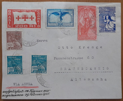 Estampillas Brasil, Sobre Via Condor 1935, A Alemania 0