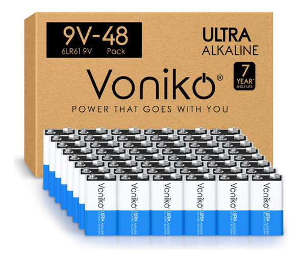 Voniko Bateras De 9 V, Batera Alcalina De 9 V, Paquete De 48 0
