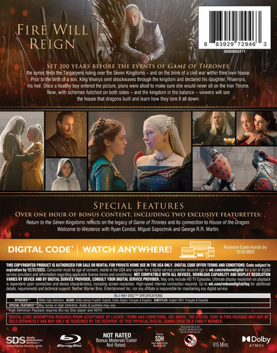 House Of The Dragon - Temporada 1 En Blu-ray Original 1