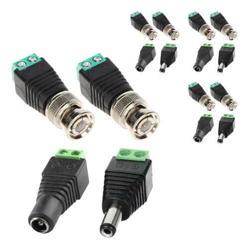 Pack X10 De 2 Fichas Bnc Video Y Conectores Plug  Camaras 0