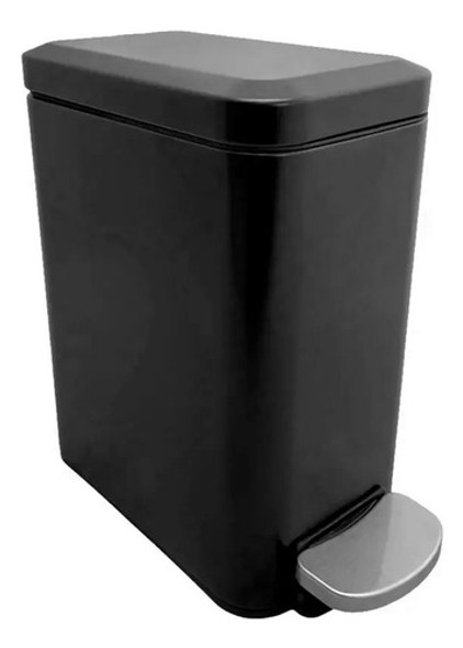Lixeira Slim Preta 6l Com Pedal E Fechamento Suave Globalmix 0