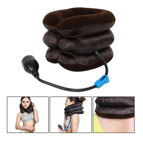 Colar Tração Cervical Massagem Relaxamento Marrom 1