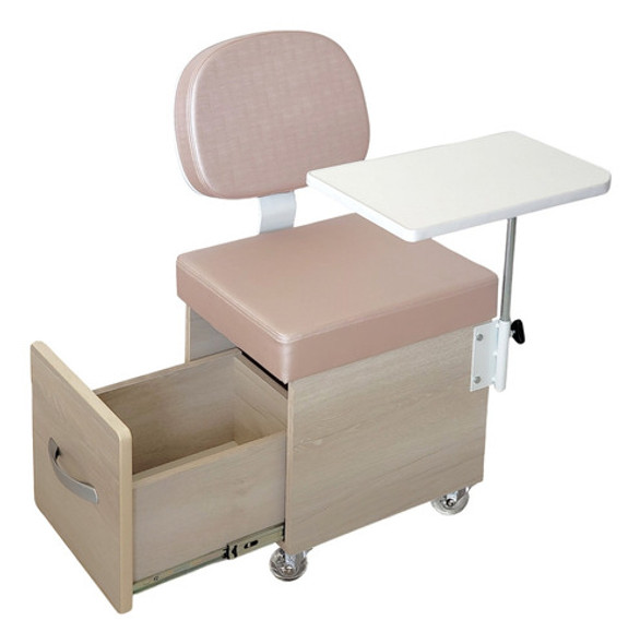Cadeira Cirandinha Manicure Bali Avelã Estof. Rosê Facto 1