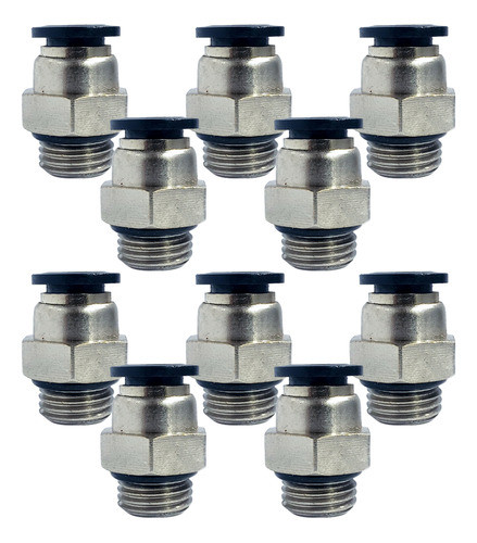 Kit 10 Conector Macho Inst Pneumático Oring 6mm X 1/4 Bsp 0