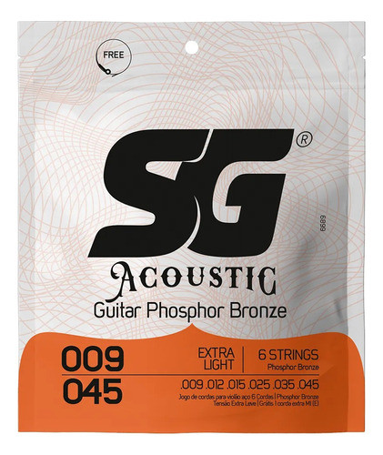 Encordoamento Corda Violão Aço 09 Sg Fosforo Bronze 6689 1