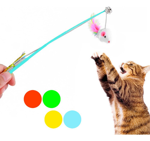 Juguete Para Gatos Cañita Alambre Resistente Largo 0