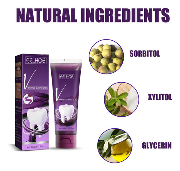 2 Peças De Clareamento Dental Roxo Para Remoção De Manchas D 1