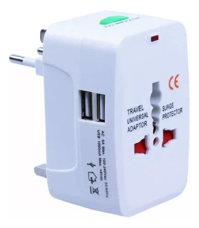 Adaptador Universal De Corriente Viajes + Cargador 2 Usb 0