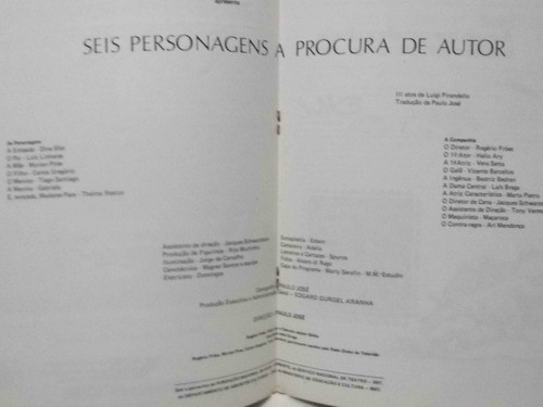 Programa De Teatro - Seis Personagens A Procura De Um Autor 1