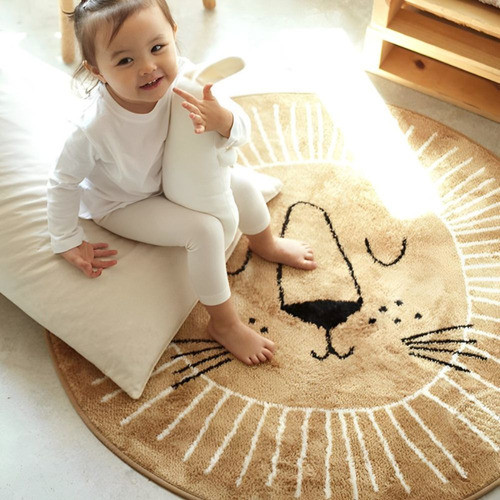 Tapete Infantil Redondo Linha Premium Leão Antiderrapante 1m 1