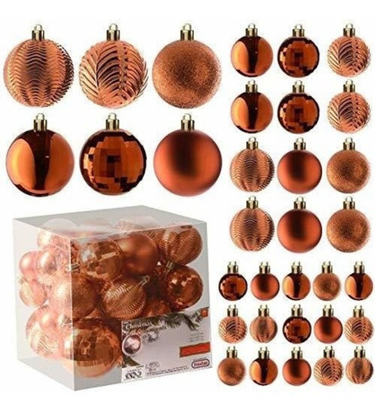 Bolas Para Arbol De Navidad X36u.- 4/6/8cm-  Naranja Cobre 0