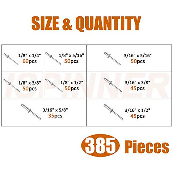 385 Remaches Pop De Aluminio Surtidos 8 Medidas 1