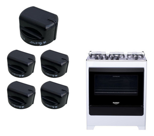 Kit 5 Botões Mín E Máx. + Botão Forno Fogão Dako 100% Orig 0