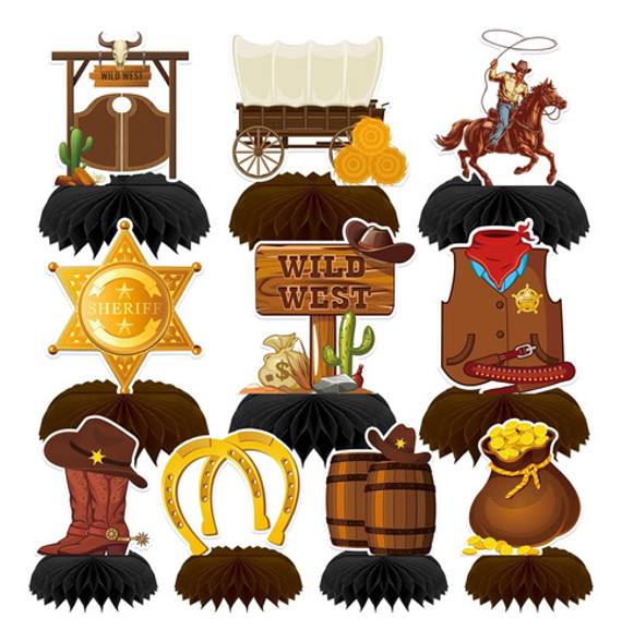 Decoraciones De Fiesta Vaquero, Centro De Mesa De Miel, 10x1 0 Decoraciones De Fiesta Vaquero, Centro De Mesa De Miel, 10x1 0
