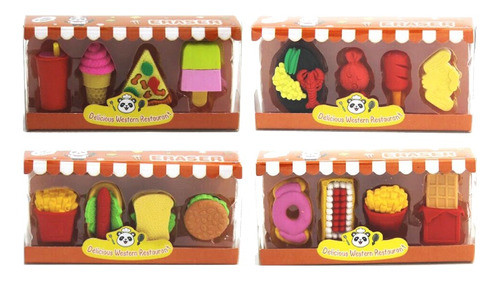 Gomas De Borrar X4 Comida Chatarra Dibujo Util Escolar 0