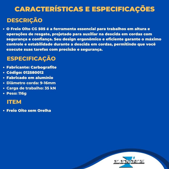 Freio Oito Sem Orelha Em Alumínio 35kn Carbografite Cg505 1