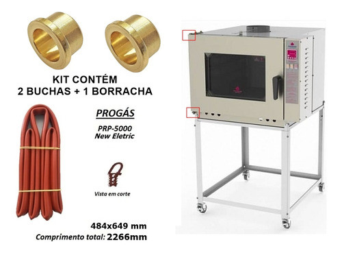 Kit 2 Bucha + 1 Borracha Forno Turbo Progás 5 Telas Elétrico 1