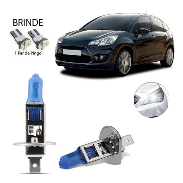 Lampada Super Branca Farol Alto 8500k Citroen C3 2008-2010 0