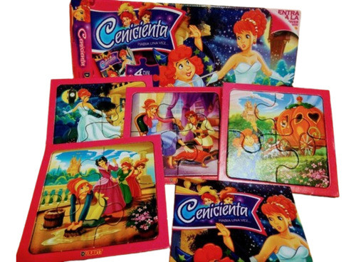 Rompecabezas Infantil Puzzle Cenicienta 4 Modelos + 1 Libro 0