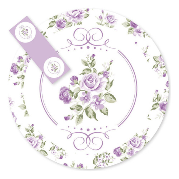 Kit Imprimible Shabby Chic Flores Violetas Candy Bar 0