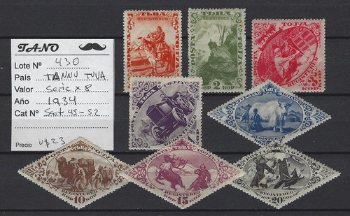 Lote430 Tannu Tuva Serie Completa Año 1934 Scott#45/52 Nueva 1