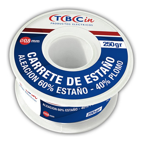 Carrete De Estaño 60/40 0,8mm 250gr Rollo Electronica Tbcin 0