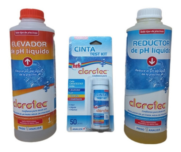 Kit Regulador Ph Cinta Test Kit X 50 Elevador 1l Reductor 1l 1