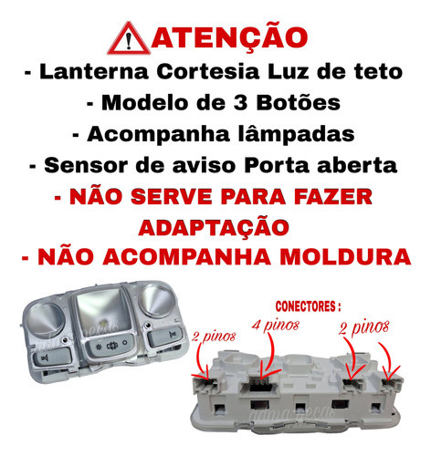 Luz Cortesia Teto Peugeot 3008 Griffe 22 2023 2024 3 Botões 1