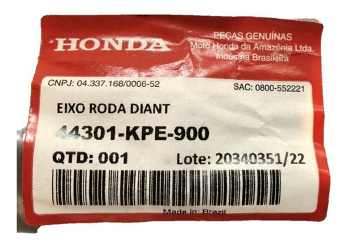 Eje Delantero Honda Tornado 250 Original - Tienda De Motos 1
