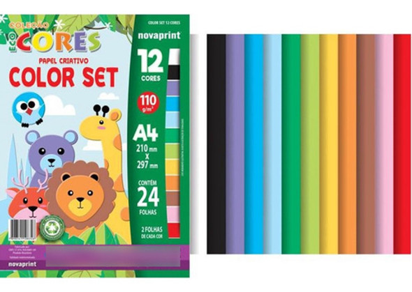 Bloco Educação Artística 12 Cores 110g 24 Folhas Quilling 0