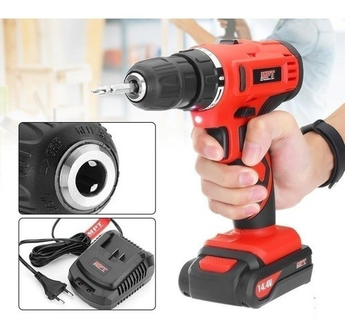 Taladro Atornillador 14.4v Germany Mpt + Mecha, Puntas 2 Bat 1