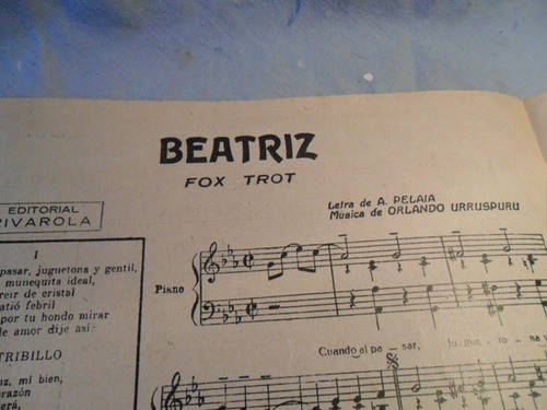 Beatriz, Pelaia, Urruspuru, Partitura Fox - Trot 1