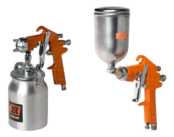 Combo De Pistola Neumatica Succion Y Gravedad Metalica Lq 0