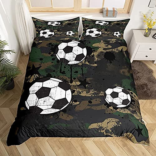 Funda De Edredón De Camuflaje Juego De Ropa De Cama Con Baló 0