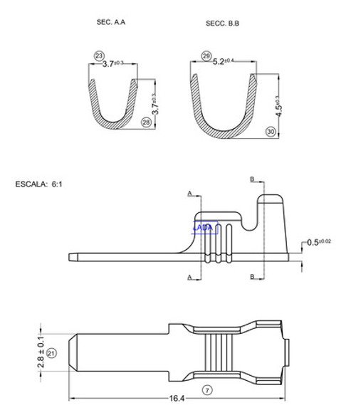 50 Terminales Ficha Pala Macho 2.8mm Standard 1
