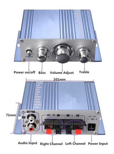 Amplificador Potencia Audio Moto Auto 12v Grave Agudo 1