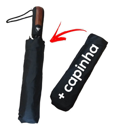 Guarda Chuva Automático Reforçado Preto Dobrável Grande 0