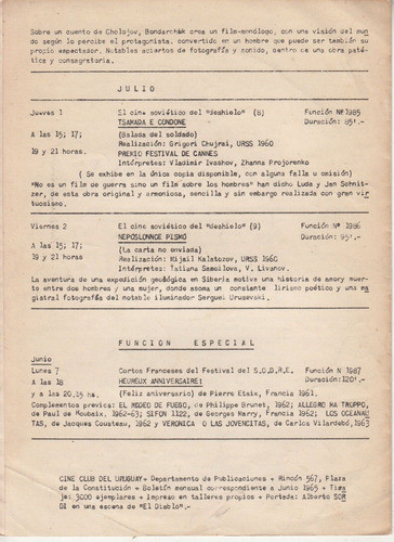 Cine Club Del Uruguay Programa Junio De 1965 1