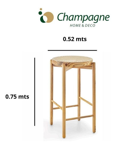 Banco Alto Madera - Modelo Maru - Madera Cinamomo 1