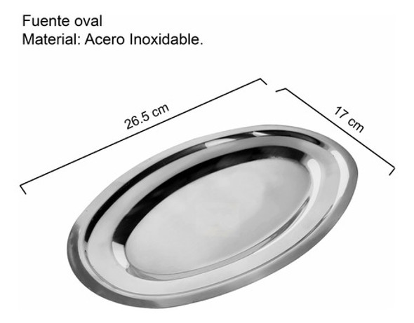Fuente Oval 26.5x17 Cm Carol Acero Inoxidable Bandeja Bz3 1