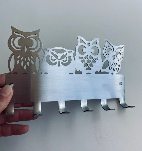 Porta Llave De Pared, Acero Inoxidable, Chapa, Búhos 1